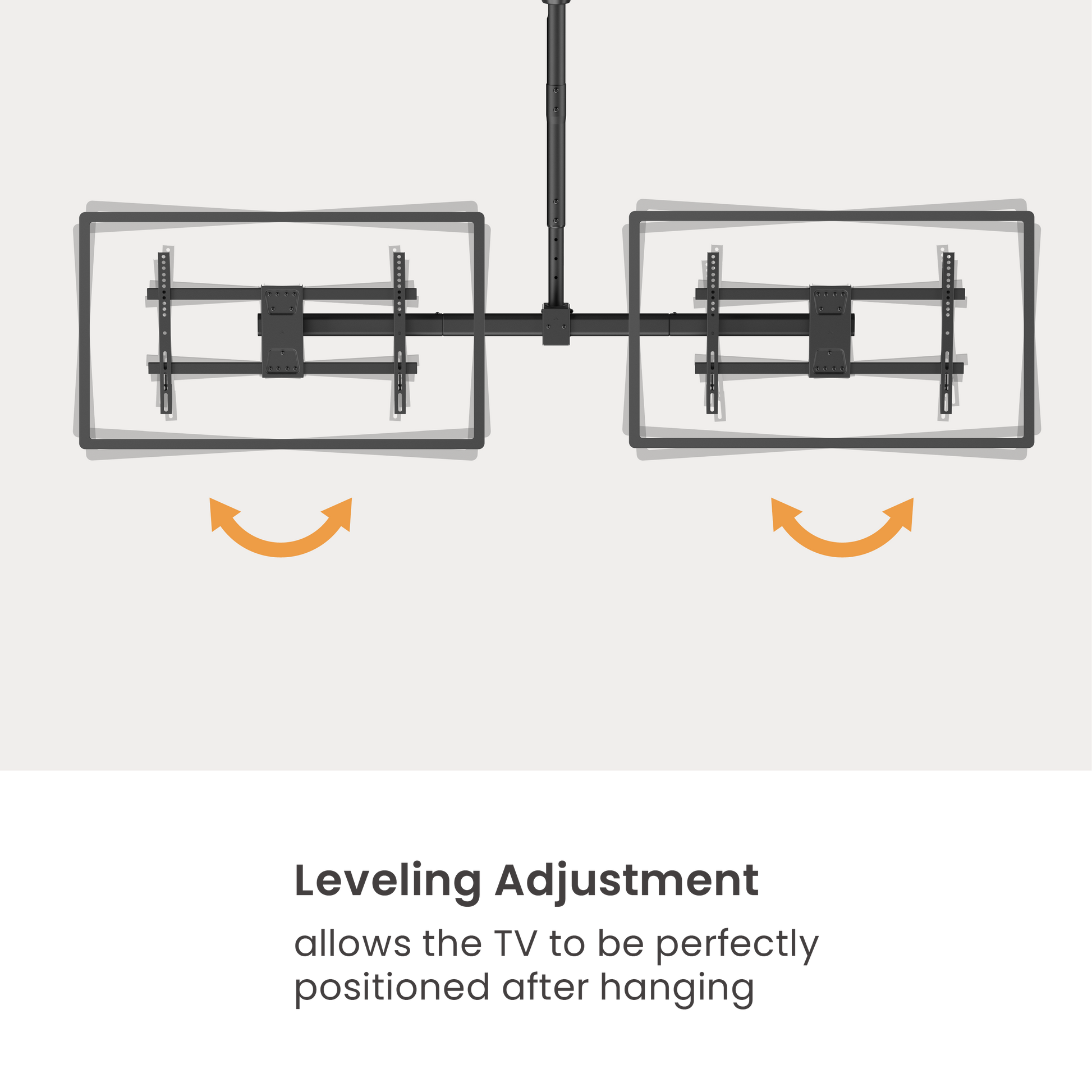 VSYS VCM-CE1546SL dual screen ceiling mount leveling adjustment feature