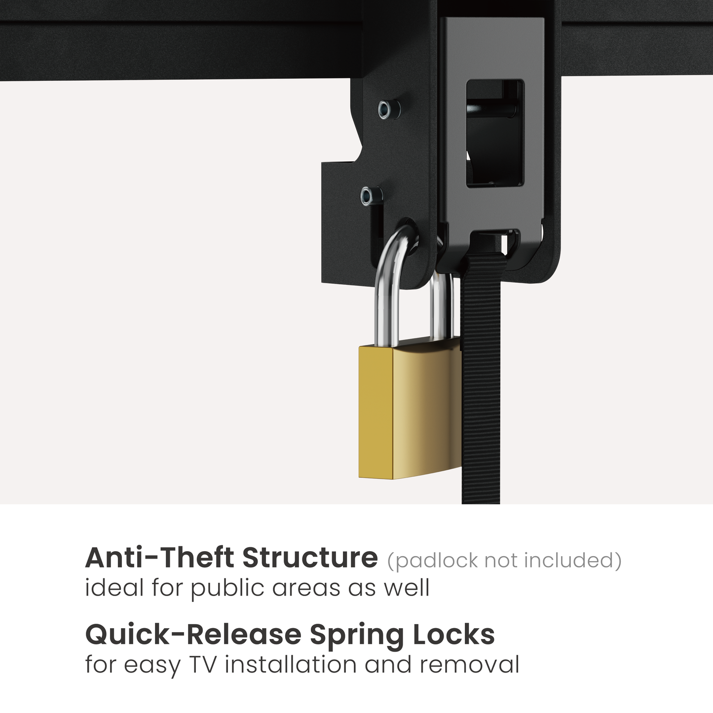VSYS VS03P-610T anti-theft structure with quick-release spring lock detail