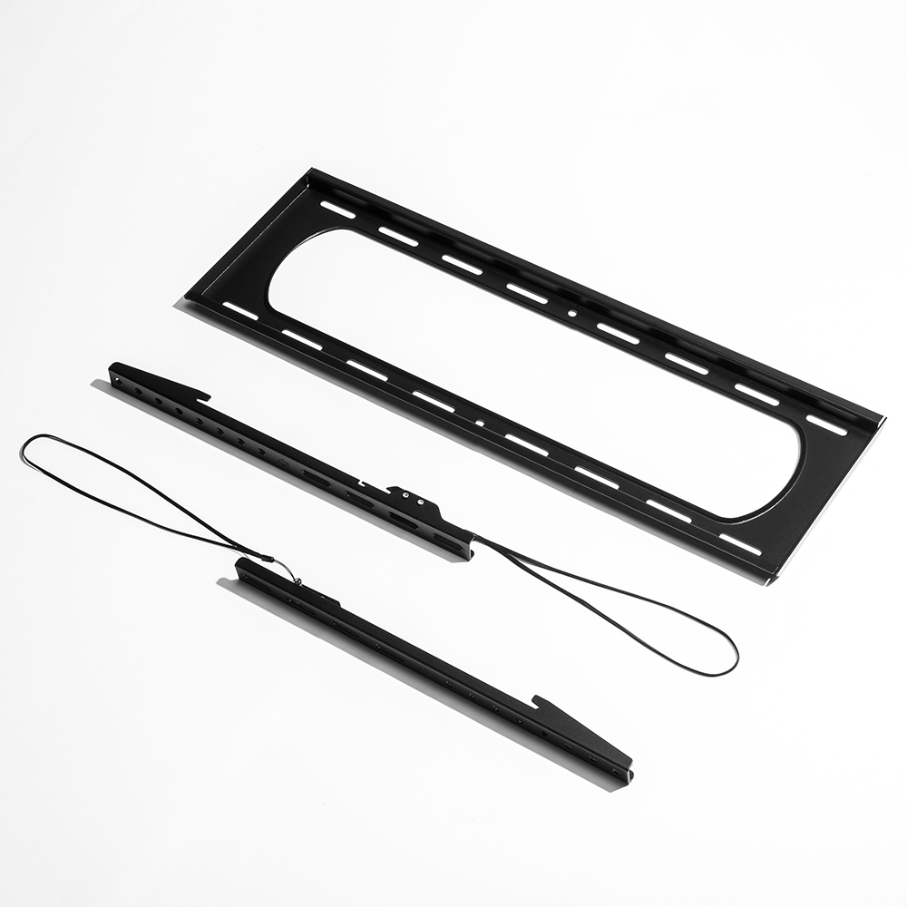 VSYS VS01A-46F heavy-duty fixed TV wall mount, included components and mounting rails