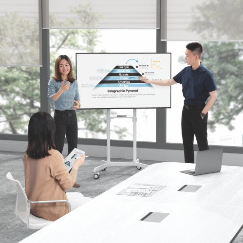 VSYS VTLS11-46TW cart in use for a boardroom presentation