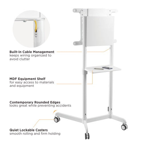 VSYS VTLS11-46TW cable management, MDF shelf, and lockable caster features