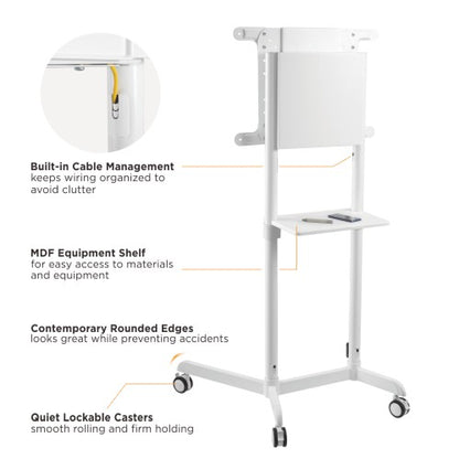 VSYS VTLS11-46TW cable management, MDF shelf, and lockable caster features