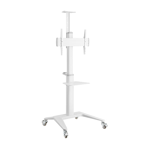 VSYS VTLS12-46TW aluminum TV cart stand, white, front view