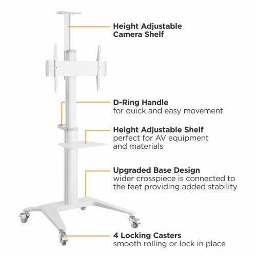 VSYS VTLS12-46TW camera shelf, D-ring handle, and shelf features