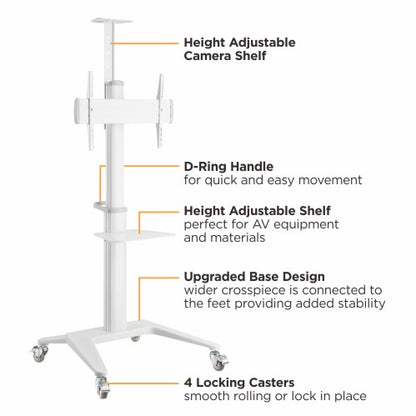 VSYS VTLS12-46TW camera shelf, D-ring handle, and shelf features