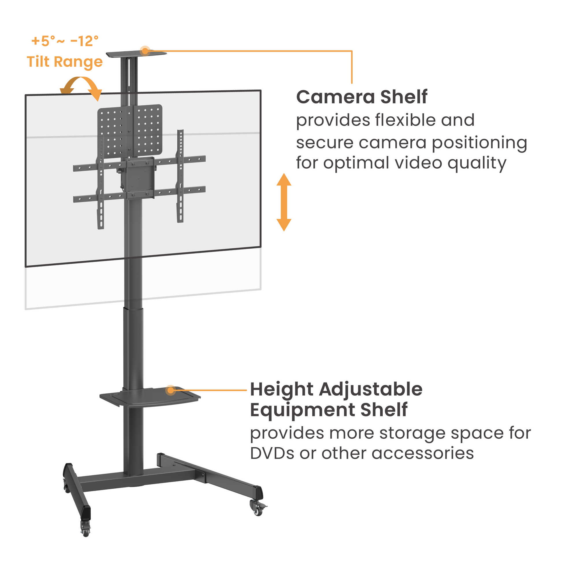 VSYS VTLS17-46TW tilt range and shelf features
