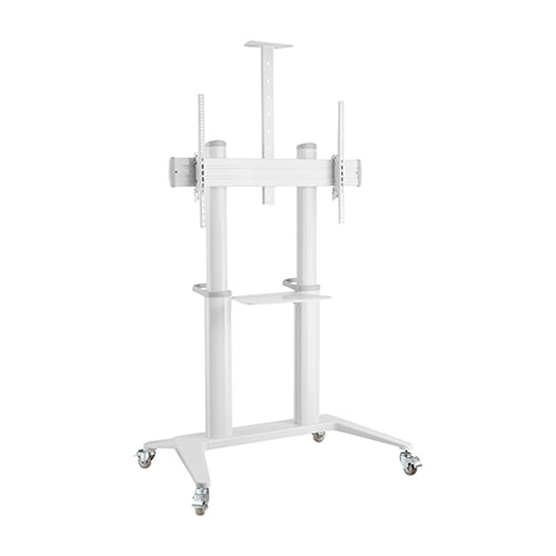 VSYS VTLX12-610TW large aluminum TV cart stand, white, front view
